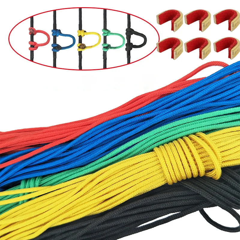 

6pcs Archery Bow Strings Buckle Clip Nock Set And 1m Compound Bow D Loop Ring Rope String Release U Rope Hunting Shooting