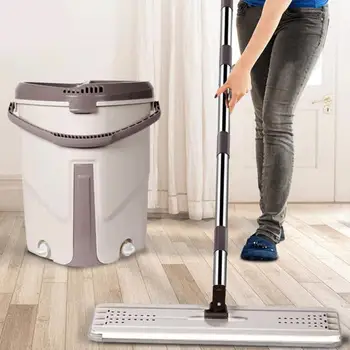 

Automatic Dehydration Free Hand Lazy Flat Mop Bucket Set Reinforcement Rod Rotating Mop Gluing Type Multi-function Mop