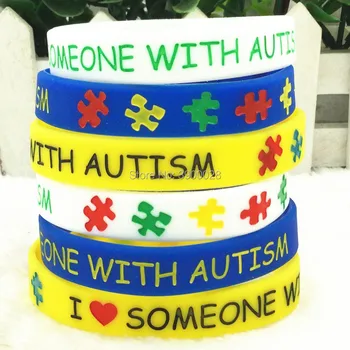 

100pcs I love someone with Autism wristbands silicone bracelets