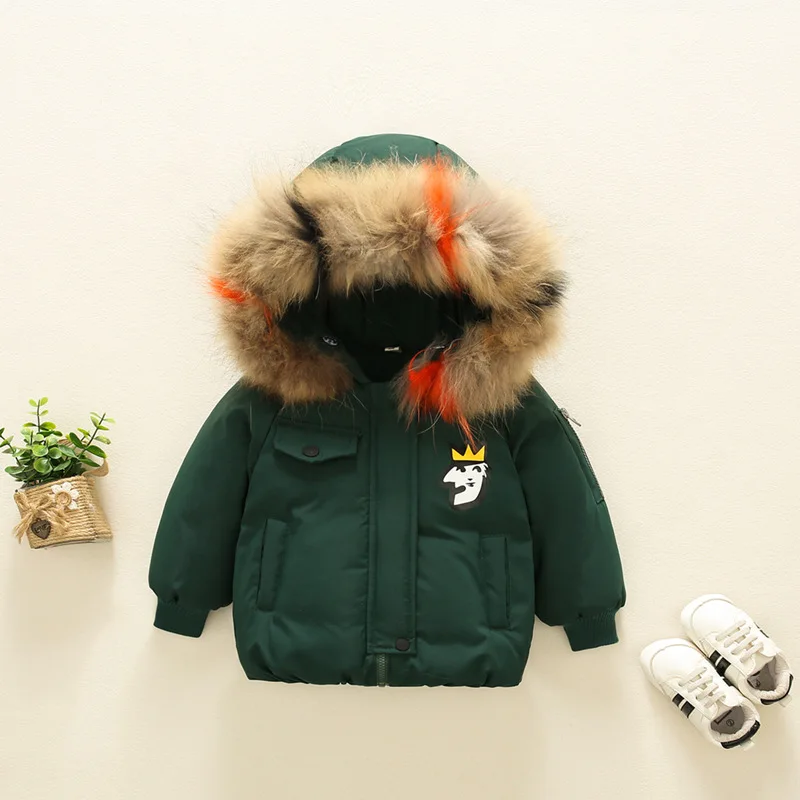 

Boys' Cotton Coat 2018 New Style Thick Large Fur Collar CHILDREN'S Cotton Clothes Baby Cotton-padded Jacket Korean-style Infants