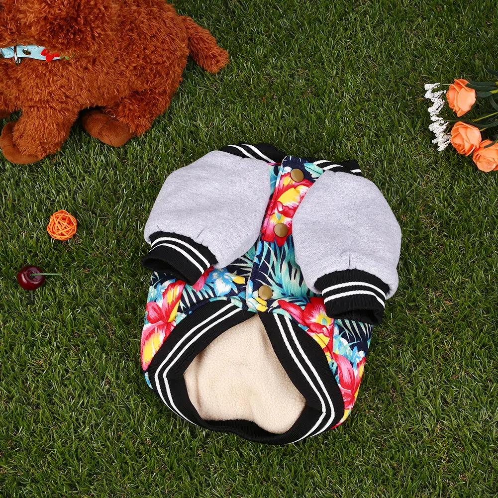 Pet Dog Winter Clothes Warm Coat Print Jacket Sweatshirt Soft Costume Clothing