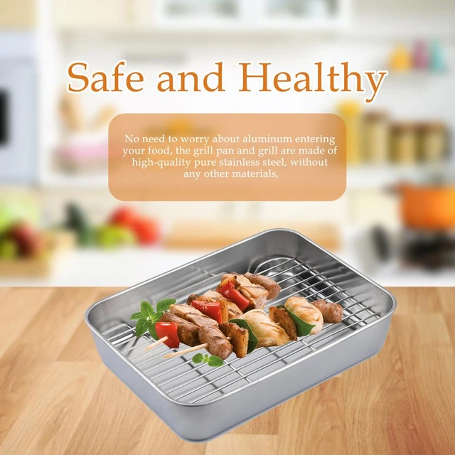 Baking Tray With Wire Rack Set 304 Stainless Steel Baking Sheet Pan BBQ Tray  Oven Rack For Cooking Roasting Grilling Baking Tool - AliExpress