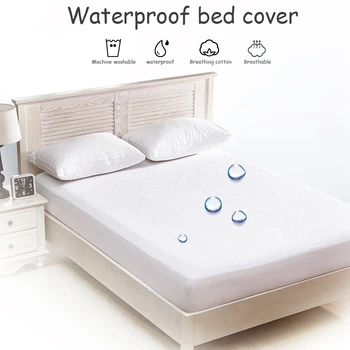 

Mattress Protector Bed Cover Smooth Waterproof for Bed Solid White Wetting Breathable Bedspreads Protection Pad Cover Anti-Mite