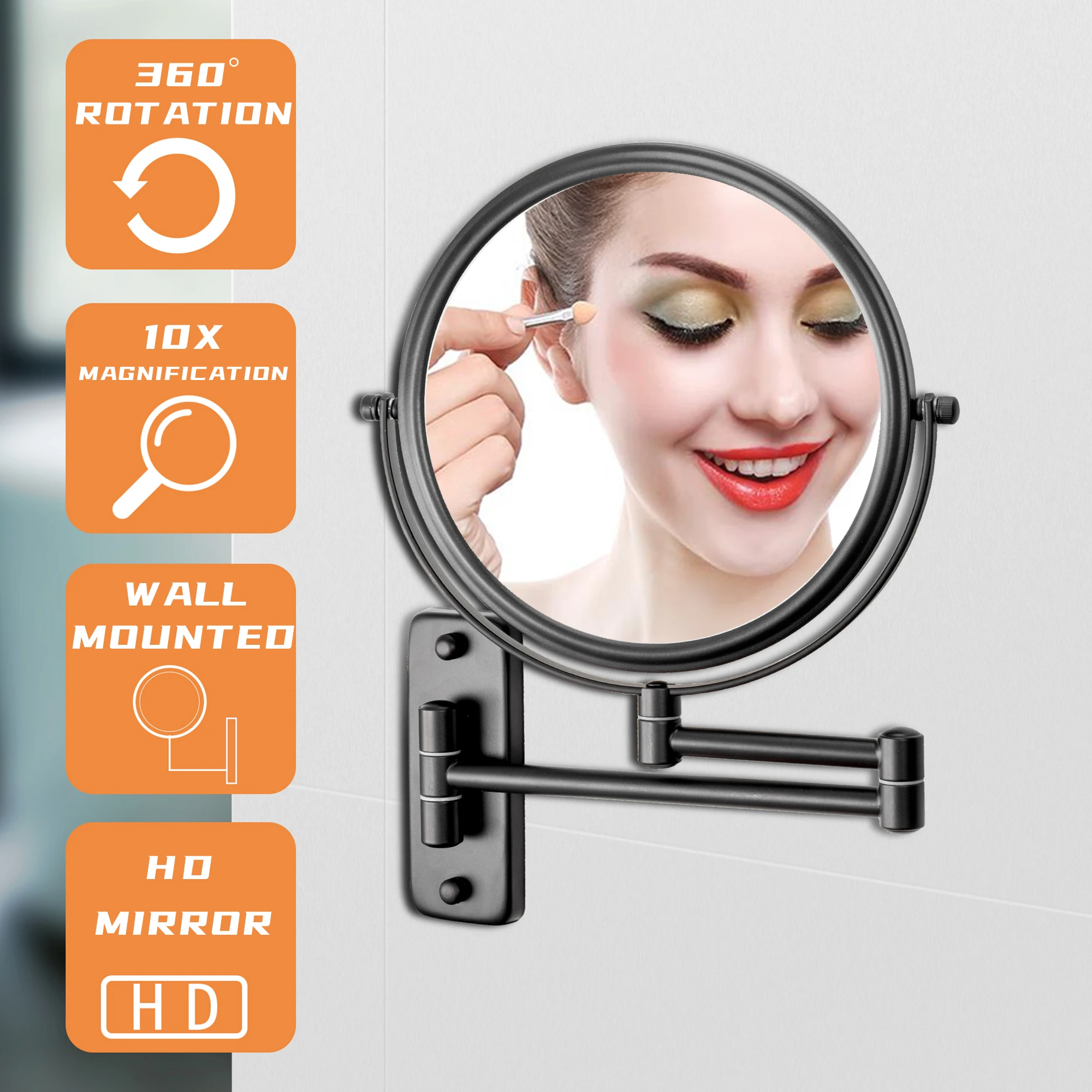 Doublesided Magnifying Makeup Mirror, 8 Inch Diameter 1x/5x,10x Wall