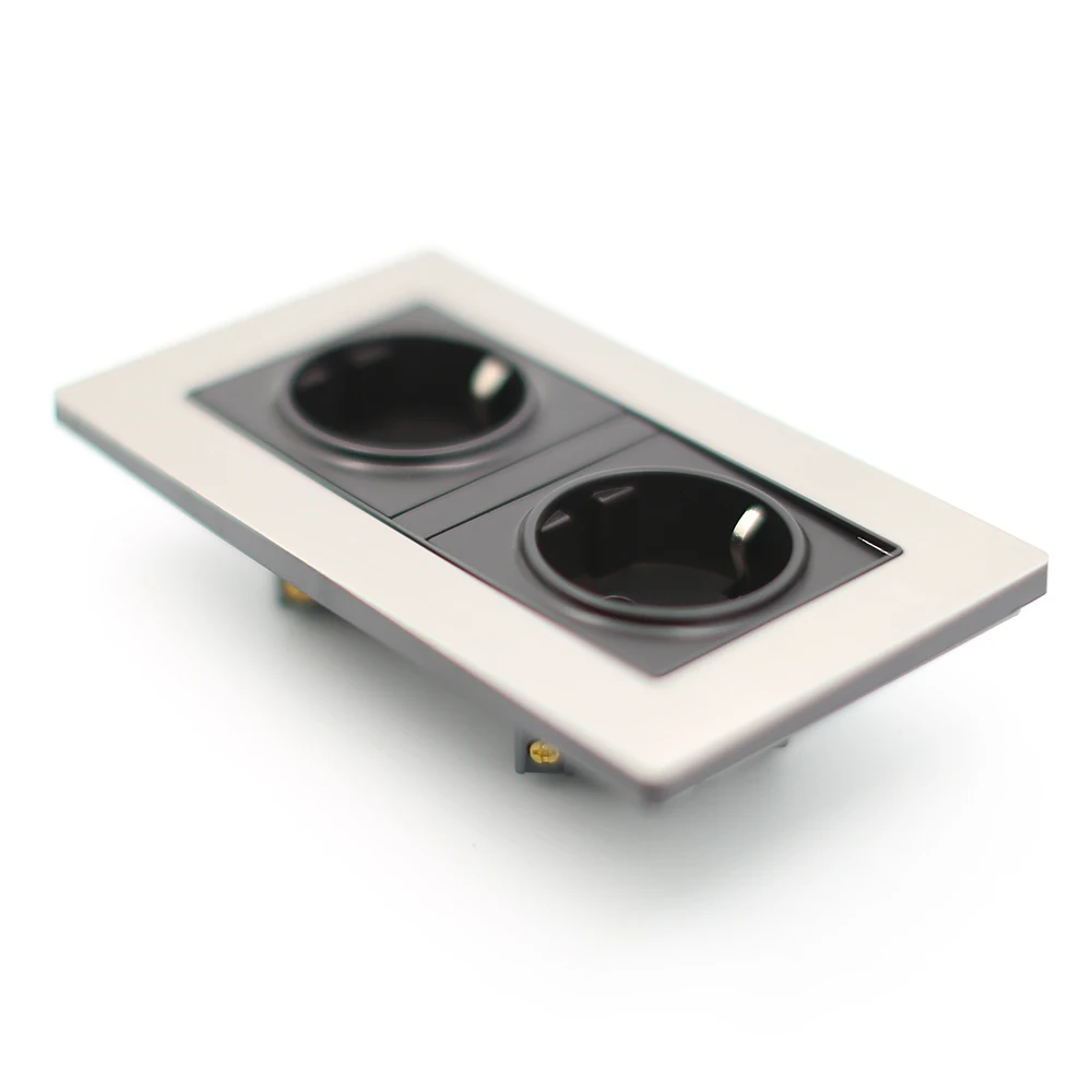 EU Double AC Power Receptacle Socket Schuko, Schuko Power Panel, 16A EU Standard Wall Outlet