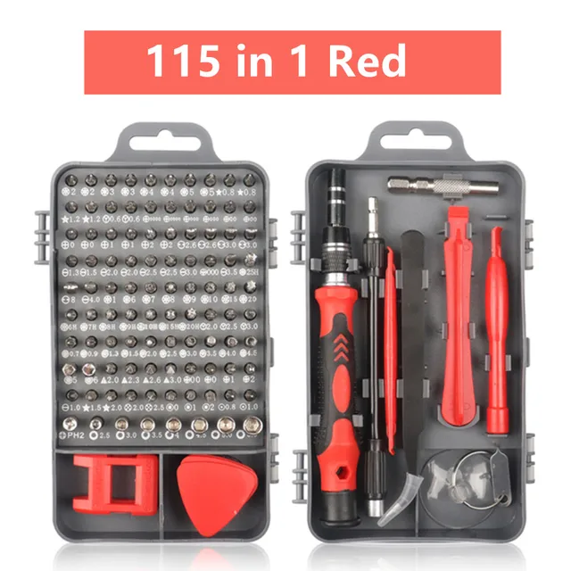Mini Precision Screwdriver Set Magnetic,135/115 in 1 Electronic Repair Tool Kit for Iphone,Computer,Laptop,Tablet,Android 115 in 1 Red