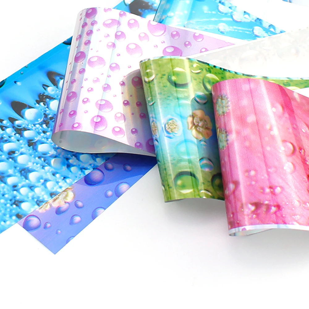 16pcs Nail Transfer Foils Sliders Decals For Nails Laser Rainbow Water Drops Stickers Sky Paper Nail Art Manicure Decoration
