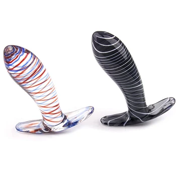 New Multicolor Glass Dildo Anal Dilator Butt Plug Smooth Sex Toys For Women Anal Plug G Point Massager Prostate Massager Ass toy 4