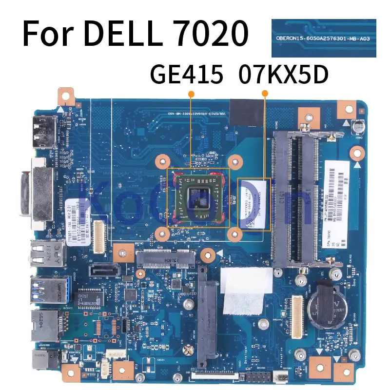 para Dell 7020 Ge415 Computador Portátil Mainboard 07kx5d 6050a2576301 Ddr3 Placa-mãe Placa-mãe para notebook - Imagem 2