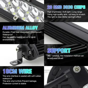 

12V Work Spot Light Aluminum alloy 1pair LED Bar Car Driving Lamp Off-road
