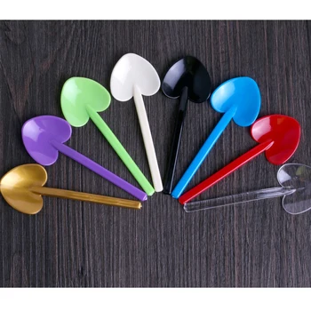 

3000pcs/lot Disposable colorful spoon heart-shaped shovel love spoon dessert spoon ice cream spoon wholesale