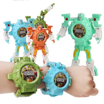 

3 In 1 Electronic Watch Toy Children Deformation Robot Watch Projection Deformable Watch Kids Early Educational Toy Gift