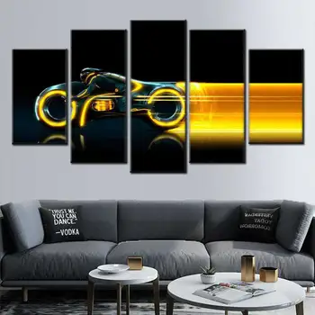 

HD Print Nordic Poster 5 Piece Tron Large Frame Abstract Modular Motorcycle Movie Picture for Living Room Bedroom Wall Art