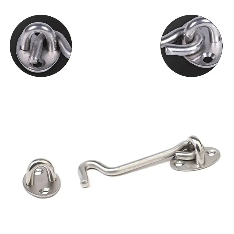 

Stainless Steel Window Door Buckle Cabin Hook Eye Latch Lock Silent Holders