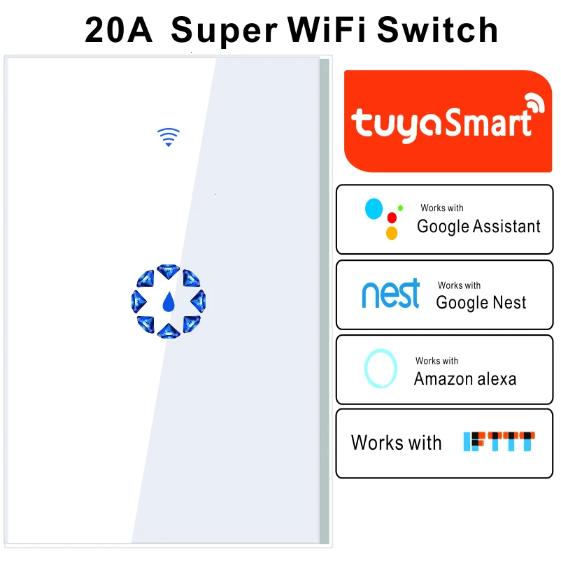 Wifi Boiler Smart Switch Water Heater Switches Voice Remote Control EU/US Tuya Touch Panel Timer Outdoor work alexa google home