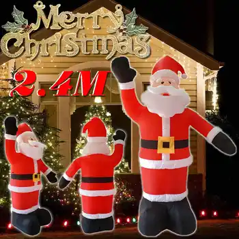 

2.4M Huge Santa Claus Inflatable 2020 Christmas Decorations Santa Claus Home Party Decorations US Plug with LED Night Light