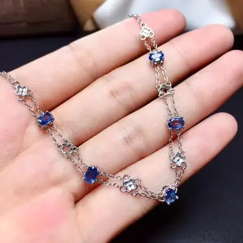

New Arrival Real Natural Sapphire bracelet Free shipping 100% Real natural sapphire Bracelet 925 sterling silver Bracelet