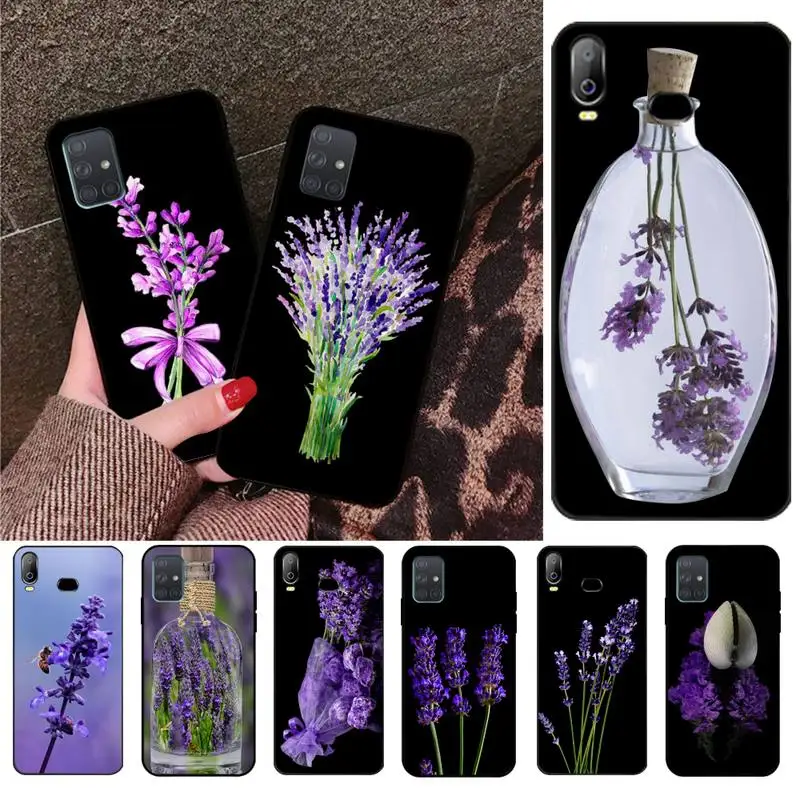 

HPCHCJHM Simple Lavender Purple Flowers Soft Silicone Black Phone Case For Samsung A10 A20 A30 A40 A50 A70 A71 A51 A6 A8 2018