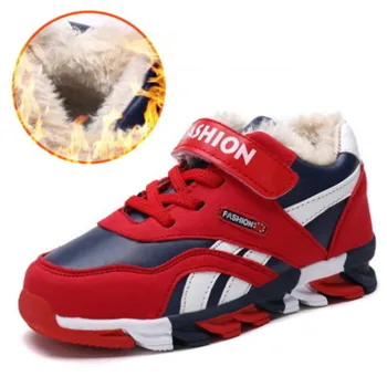 

Size 27-40 Kids Warm Sneakers Anti-slippery Sneakers for Children Wear-resistant Shoes Boy Plus Velvet Casual Shoes with Damping