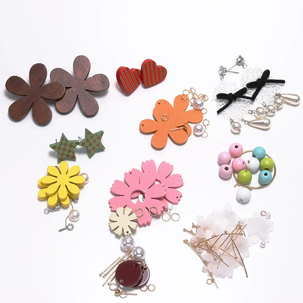 

New style Flowers Infinite Symbol Stud Earrings Set DIY Jewelry Package imitation Pearl Earrings For Jewelry Making Findings