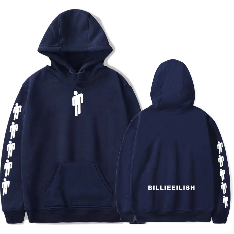 Billie eilish hoodie Pullover Oversized Hoodie Streetwear Sweatshirts Hoodies Women/Men Hoodies Casual hip hop Long Hoodies - Цвет: navy blue-3