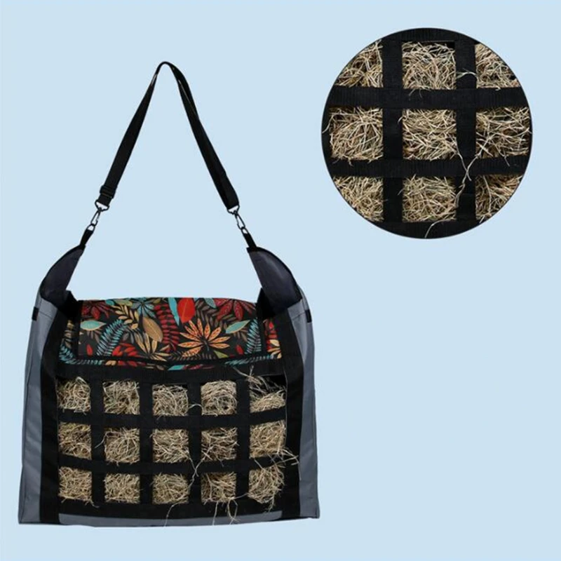 Horse Hay Storage Bag Hanging Feeding Tote with Adjustable Strap Large Capacity Straw Bale Slow Feeder for | Дом и сад