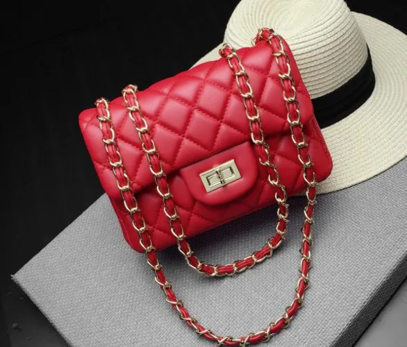 Маленькие сумки для женщин, белая, розовая сумка, мини-сумка на цепочке, сумки по бокам, маленькие Сумки для дам, черная, желтая сумка с икрой - Цвет: red