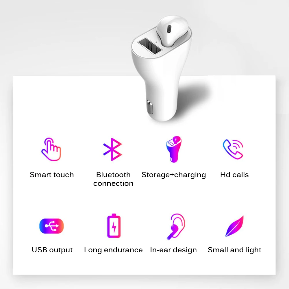 Bluetooth наушники Портативный 2-в-1 автомобиля Зарядное устройство один вкладыш USB быстрой зарядки громкой связи Bluetooth гарнитура для автоматическое подключение Беспроводной вождения игровая гарнитура