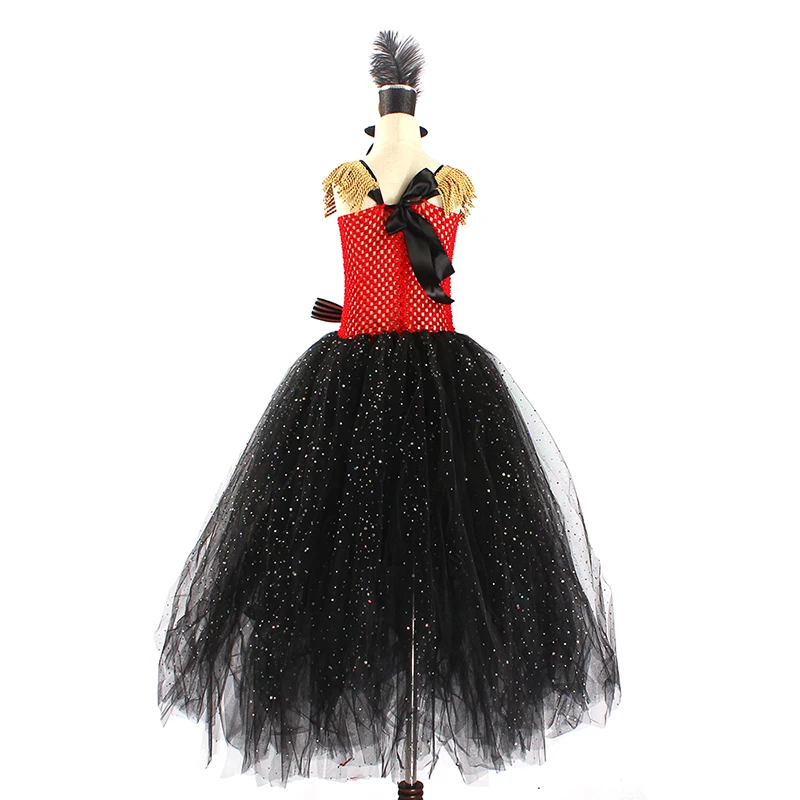 Full Length Sparkly Ringmaster Inspired Girls Tutu Dress Kids Birthday Party Pageant Halloween Costume Girl Circus Fancy Dress (19)