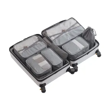 

7 Piece Traveling Compression Packing Cube Set Visibility and Waterproof Mesh Polyester Men and Women's Travel Bags 7pc Set