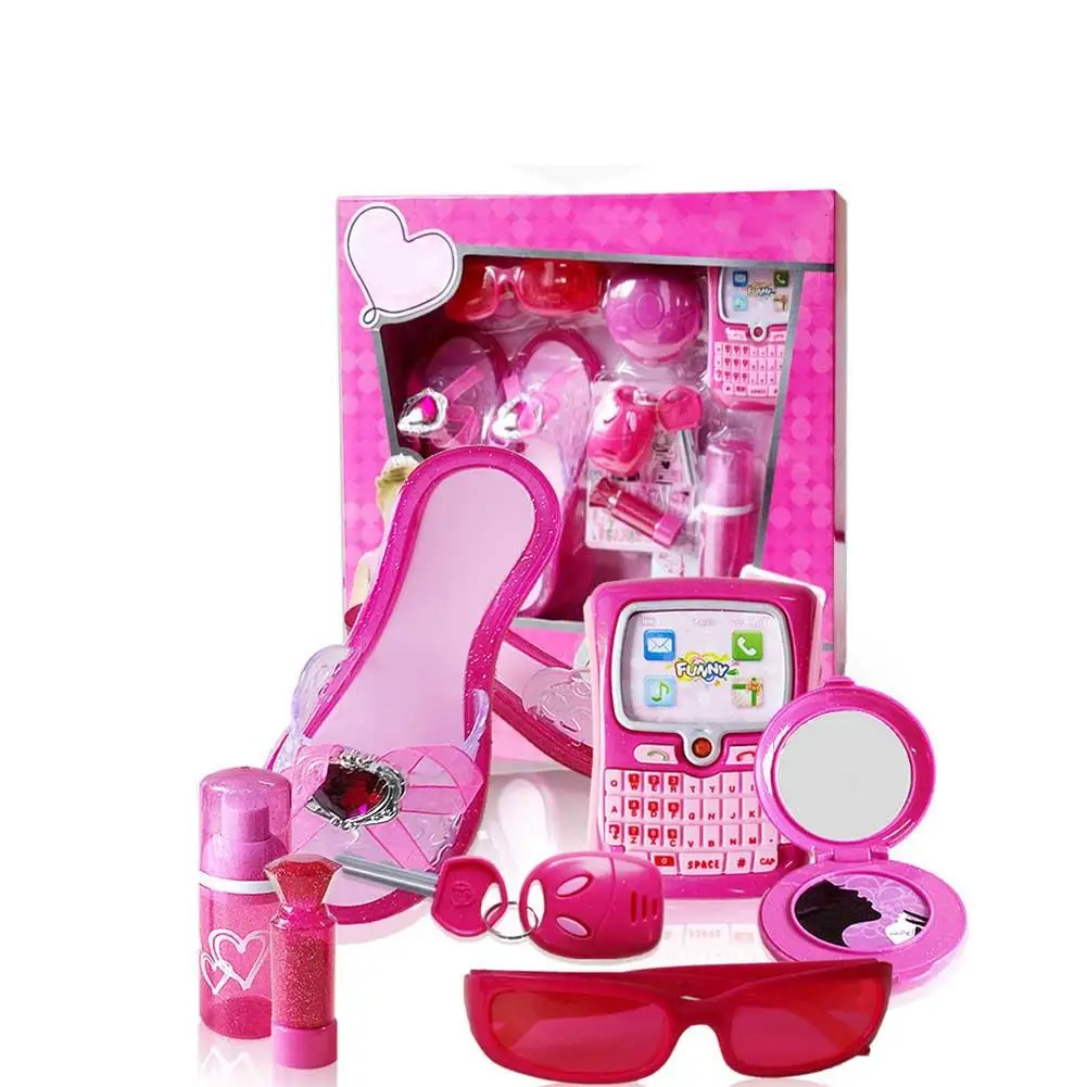 

8pcs Makeup Jewelry Combination For Children Makeup Dressing Simulation Play House Toy Role Play Beauty Set Toys For Children US