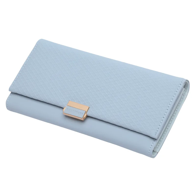 LIGHT BLUE Lozenge кошелек женский милый длинный кошелек кожаный на застежке женские кошельки на молнии Portefeuille женский кошелек клатч сумка для денег Carteira - Цвет: LIGHT BLUE