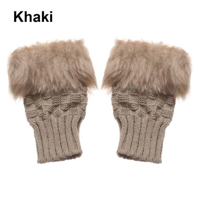 Double-layer Rabbit Hair Gloves Female Winter Korean Version of Solid Color All Fingers Winter Women Gloves Girls Mittens