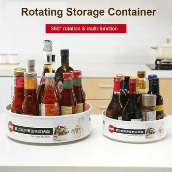 

New Non-Slip Rotating Storage Tray Multifunctional Make Up Organizer Kitchen Seasoning Storage Box Tray Bathroom Shampoo Holder