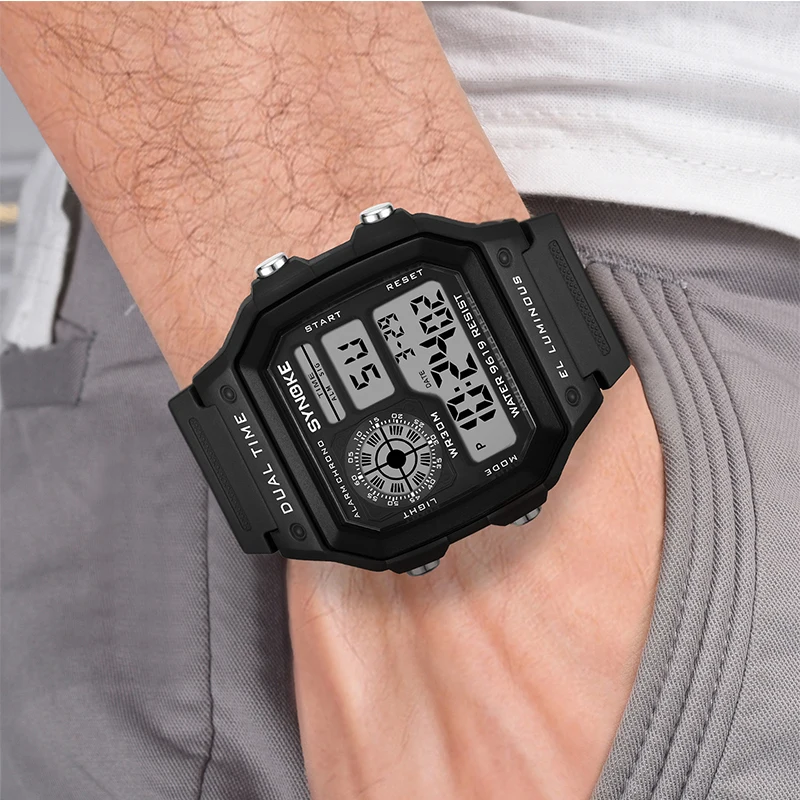 

SYNOKE Digital Watches For Men Military Black Sports Watch Colorful LED Male Clocks Uhren Relojes Reloj Hombre Montre Homme