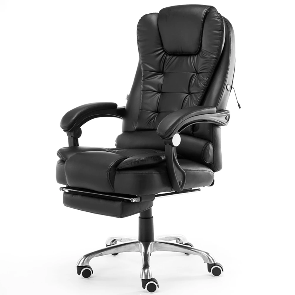  Home Office Computer Desk Boss Massage Chair With Footrest Armrest PU Leather Adjustable Reclining 