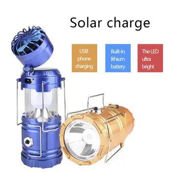 

Camping Lights Portable Lantern Tent Lamp Solar Fan Rechargeable Super Bright Multi-Function Flashlight Emergency Light Outdoor