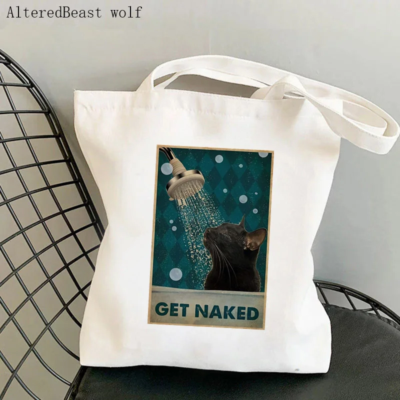 Women Shopper bag Just A Girl Loves Books and cat Bag Harajuku Shopping Canvas Shopper Bag girl handbag Tote Shoulder Lady Bag