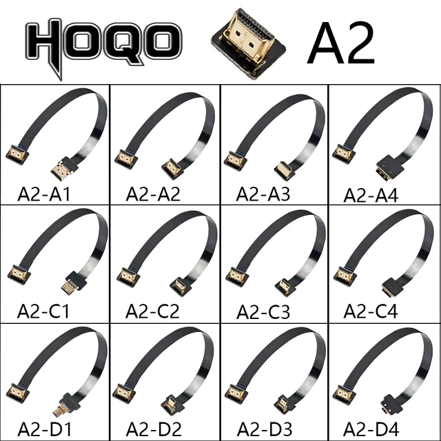 Cinta de FPV, Cable plano Flexible Compatible con HDMI, Raspberry Pi 4,  Micro HDMI a HDMI/