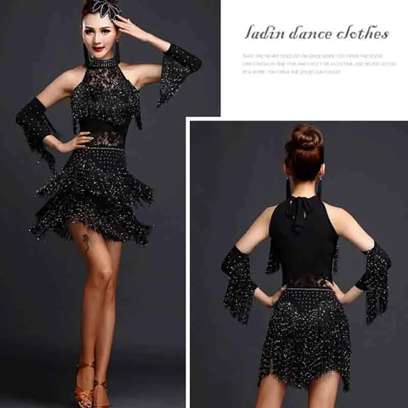 feecolor Latin Dance Dresses Costume Waltz Ballroom Dancing Practice Modern Smooth Tango Party Swing Competition Dancewear Skirt