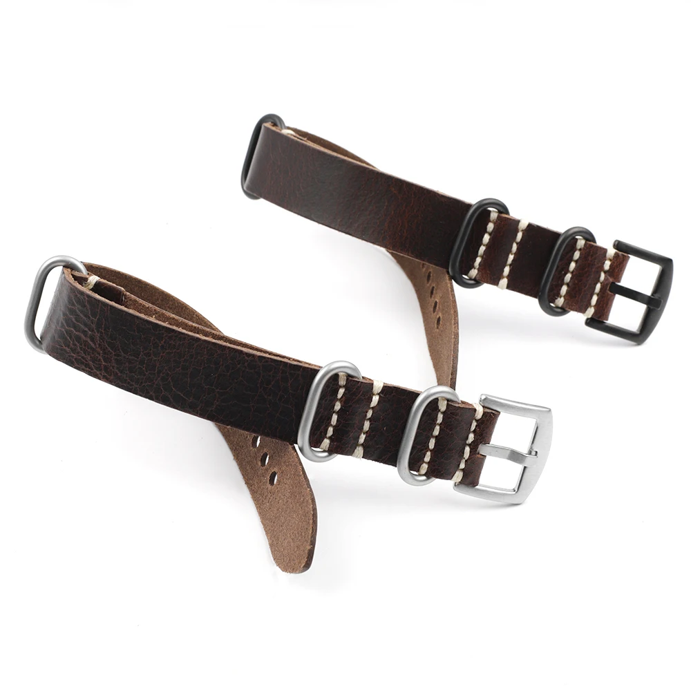 Crazy Horse Lederarmband 20mm 22mm 24mm Vintage Kaffeebraunes Rindslederarmband für Männer Frauen Armbänder Uhrenersatz – Detail 4