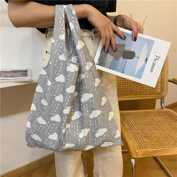 

New summer small fresh mobile shopping bag Korean ins canvas bag cute girl Mori cloth bag womens handbags and purses