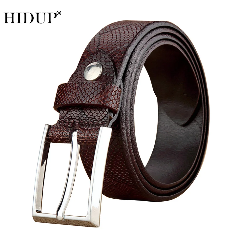 HIDUP Quality Cow Skin for Men Real Genuine Leather Belt Retro Styles Cowhide Alloy Pin Buckle Metal Belts 3.4cm Width NWJ1004