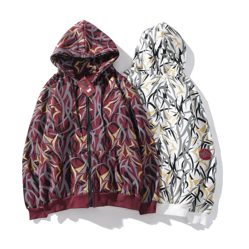 

2019 Autumn Fashion Youth ThornS Printzip Jacket Full and Oversize Unisex Hip Hop Hoodie Christmas Cosplay Streetwear