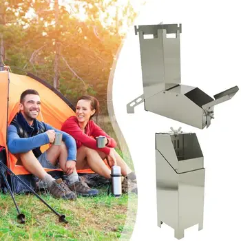

Durable Outdoor Stove Delicate Texture Camping Stove Stainless Steel Portable Barbecue Wood Stove for Outdoor Picnic