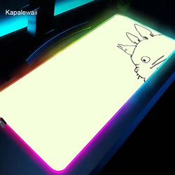 Tapis de souris Totoro Rgb mignon XL, accessoire de jeu, clavier d'ordinateur, LED, PC connecté, USB, bureau de jeu 