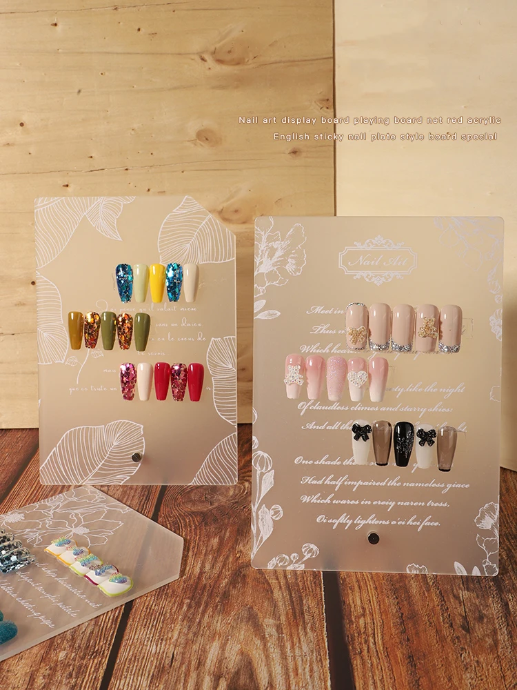 Matte Flower Letter Printing Nail Art Display Board Acrylic False Tips