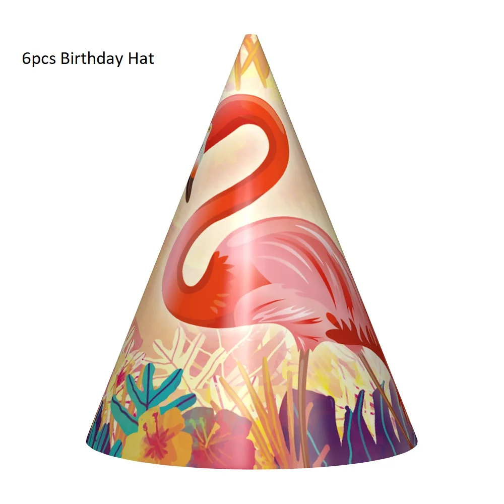 Фламинго вечерние одноразовая бумажная посуда салфетки под чашки скатерть баннер для дня рождения, свадьбы события вечерние поставки - Цвет: 6pcs Birthday Hat