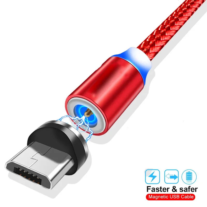 Fast LED Magnetic USB Cable Micro For Huawei Y5 Y7 Y6 Prime 2018 Honor 5X 6X 7X 7A 7C 6C Nylon Indicator Charger | Мобильные