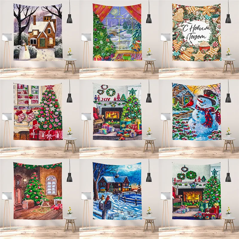 

Christmas Snowman Tapestry Wall Hanging Christmas Tree Tapestries Hippie Wall Rugs Dorm Decor Blanket Home Decor Tapestry